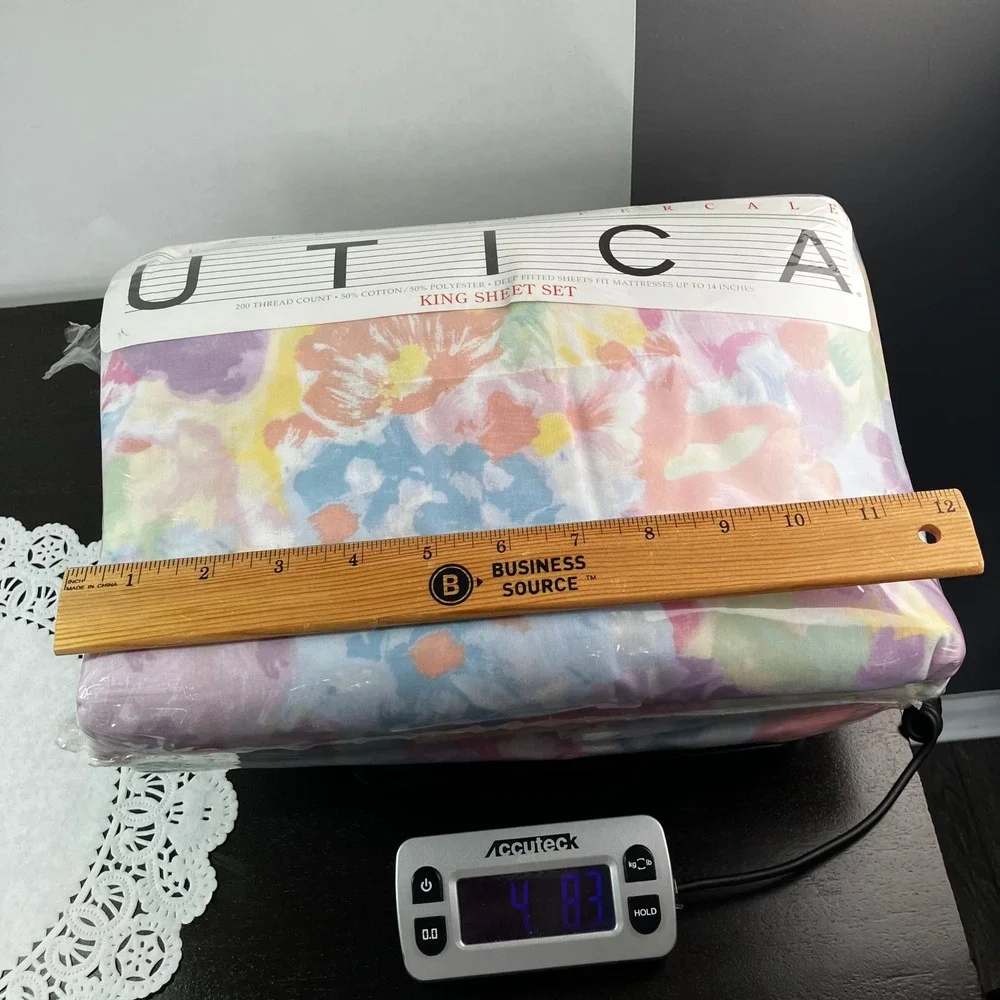 Utica King Sheet Set Lille Bright Pastel Vintage Floral 200TC Percale New RARE